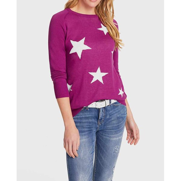Sweater, fuchsia-offwhite