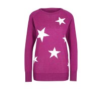 Sweater, fuchsia-offwhite