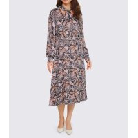 Designer-Druckkleid, graphit-taubenblau