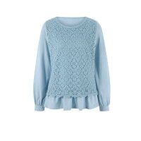 Designer-2-in-1-Spitzen-Jerseyshirt, hellblau