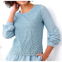 Designer-2-in-1-Spitzen-Jerseyshirt, hellblau