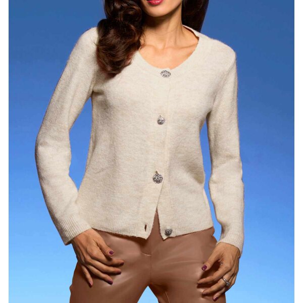 Cardigan with ornamental buttons, champagne