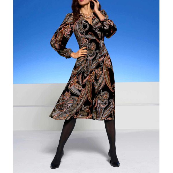 Designer-Kleid, schwarz-papaya