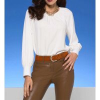 Designer-Bluse m. Raffung, ecru