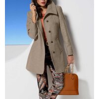 Designer-Wollmantel, taupe-champagner