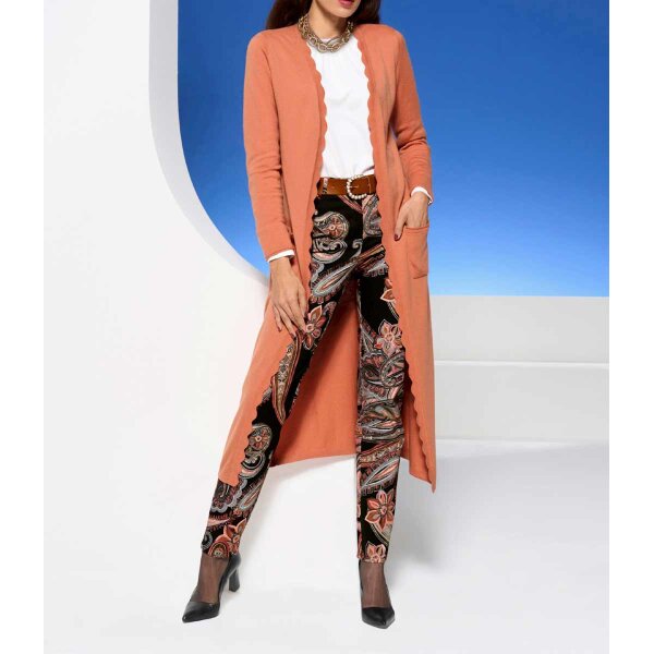 Designer-Merino-Strickmantel m. Kaschmir, papaya