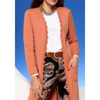 Designer-Merino-Strickmantel m. Kaschmir, papaya