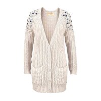 Marken-Strickjacke m. Strass, natur