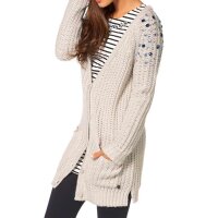 Marken-Strickjacke m. Strass, natur