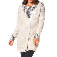 Marken-Strickjacke m. Strass, natur
