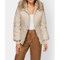 Designer-Steppjacke m. Webpelz, sand