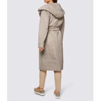 Wool coat wiht hood, sesame-ecru
