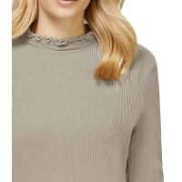 Rib knit sweater with ruffles, grey