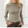 Rib knit sweater with ruffles, grey