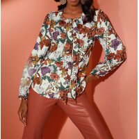 Seiden-Druckbluse, champagner-rostrot