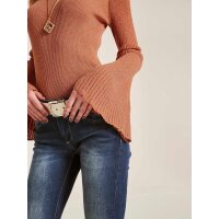 Rippenstrickpullover, rost-metallic