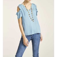 Bluse m. Cut-Outs, blau