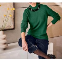Designer-Pullover m. Zierösen, grün