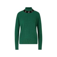 Designer-Pullover m. Zierösen, grün