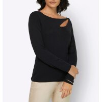 Cut-out decollete sweater, black
