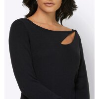 Cut-out decollete sweater, black