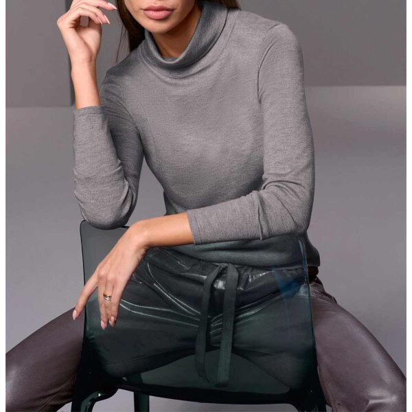 Turtleneck sweater with merino wool, grey