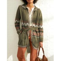 Designer-Strickmantel, khaki-bunt