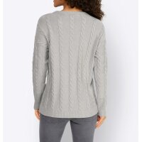 Designer-Kuschel-Pullover m. Zopfmuster, hellgrau