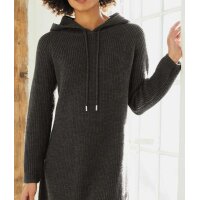 Wool knit dress with hood, grey