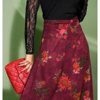 Panel print skirt, dark-red / rusty red