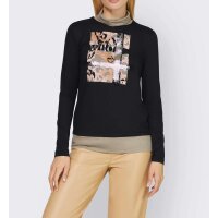 Shirt with print, black-camel