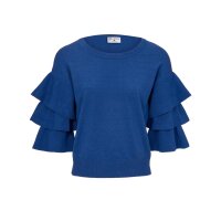 Sweater with flounces, azur blue