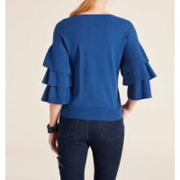 Sweater with flounces, azur blue