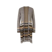 Jacquard knit coat, stone grey / camel