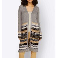 Jacquard knit coat, stone grey / camel