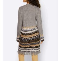 Jacquard knit coat, stone grey / camel