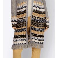 Jacquard knit coat, stone grey / camel
