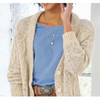 Cardigan, champagne- sky blue