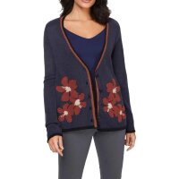 Cardigan with embroidered flowers, midnight blue