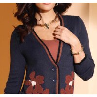 Cardigan with embroidered flowers, midnight blue