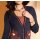 Cardigan with embroidered flowers, midnight blue