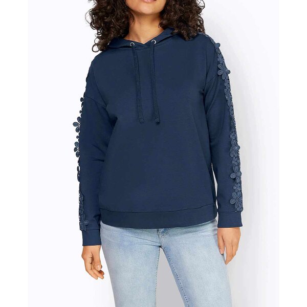 Designer-Sweatshirt m. Spitze, dunkelblau