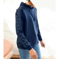 Designer-Sweatshirt m. Spitze, dunkelblau