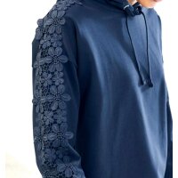 Designer-Sweatshirt m. Spitze, dunkelblau