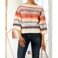 Jacquard sweater, beige-terra-blue