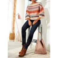 Jacquard sweater, beige-terra-blue