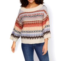 Jacquard sweater, beige-terra-blue