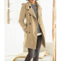 Designer-Wollkurzmantel m. Kapuze, beige