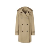 Designer-Wollkurzmantel m. Kapuze, beige