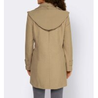 Designer-Wollkurzmantel m. Kapuze, beige
